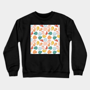 Seashells-hand-drawn-sea-shells-white-beach Crewneck Sweatshirt